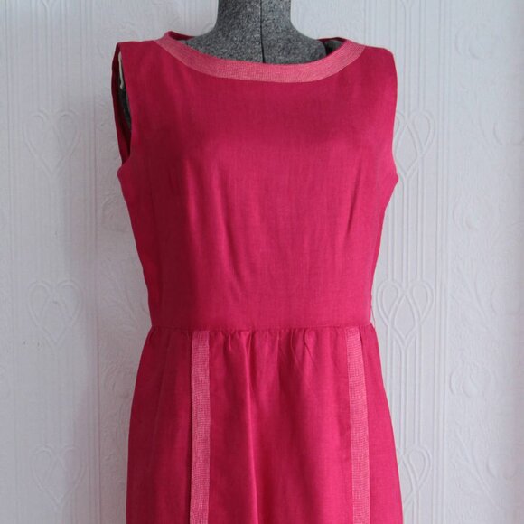 Beautiful pink early 60's I Magnin linen dress - Picture 1 of 4